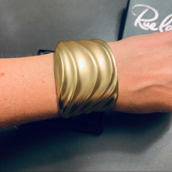 Satin Gold Cuff Bracelet | Kenneth Lane - Picture 5 of 10